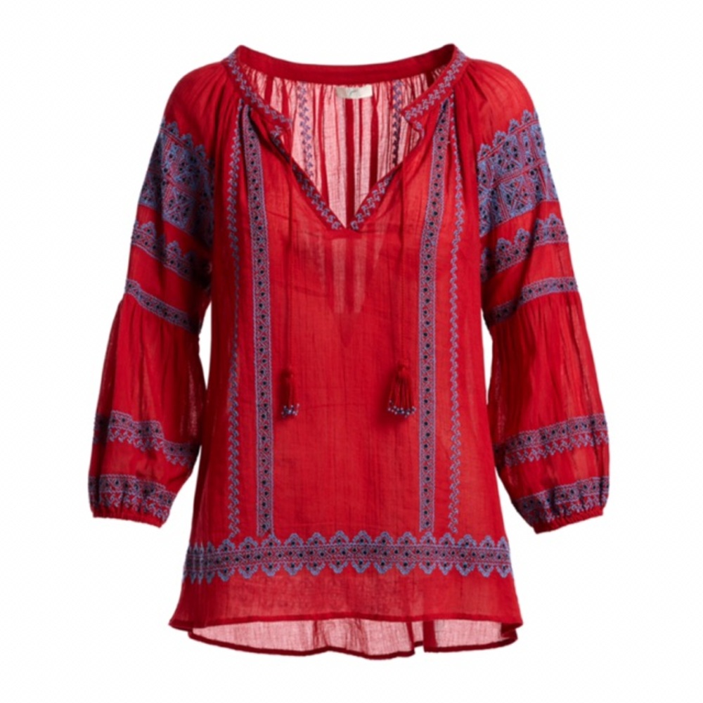 Joie Red Peasant Blouse